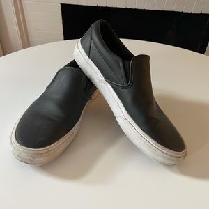 Black Leather Slip-on Vans, size 10